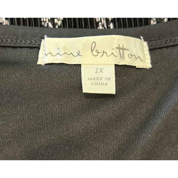 Nine Britton Women's Brushed Knit Sun Dress Black White Size 1X NWT - Picture 8 of 9